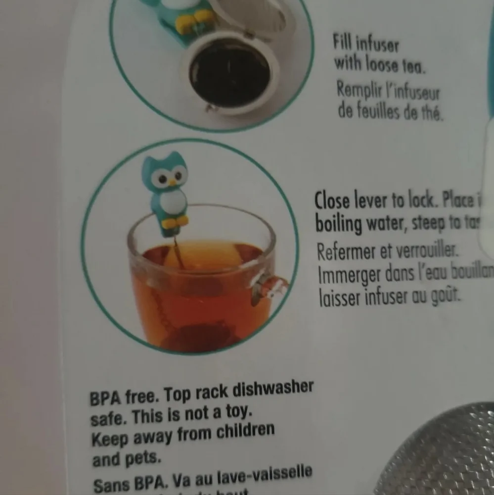 TEAL OWL Tea Cup Infuser - 18/10 Stainless Steel New